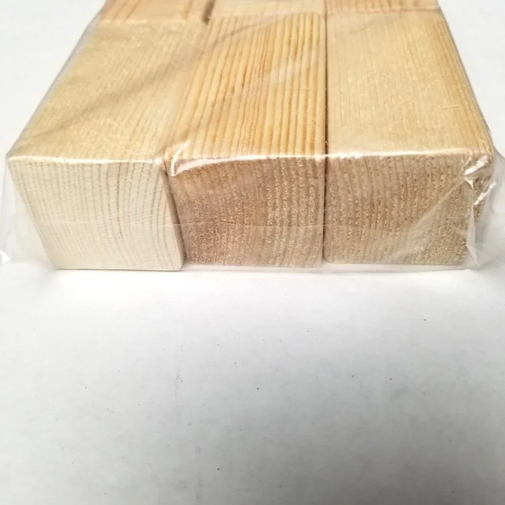 Pine Wood Craft Blocks Set of 6 Unfinished DIY Woodworking Carving